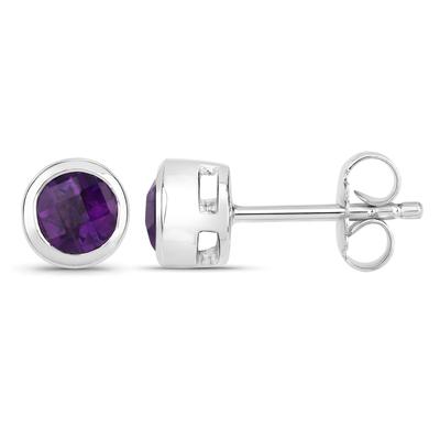 Paar Ohrstecker VIRA JEWELS "925-Sterling Silber rhodiniert glänzend Amethyst violett rund", weiß (weiß, lila), Ohrringe, Damen, one-size, 0,9, Silber 925 (Sterlingsilber)