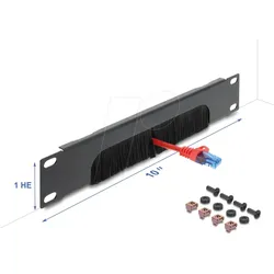 DELOCK 67463 - 10" Kabelmanagement Bürstenleiste unten offen, 1 HE, dunkelgrau