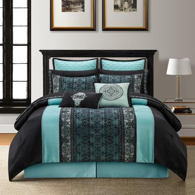Nanshing Sierra 12 Piece Faux Silk Damask Comforter Set