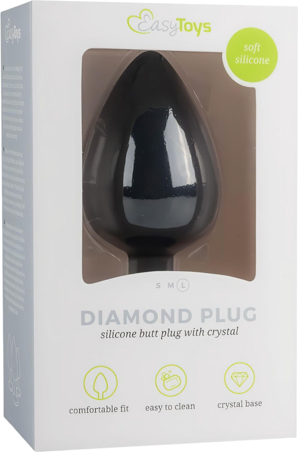 Easytoys Diamond - Analplug Med Hvid Sten - Stor - Sort