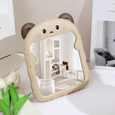 Fusion Finds Cute Cat Ear Desktop Makeup Mirror Foldable Vanity Mirror For Bedroom, Desk & Travel bear Khaki