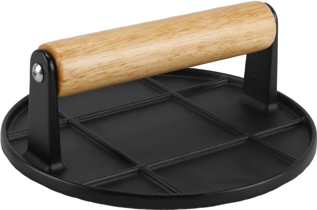 Markenlos Aluminium vleespers voor burgers en gegrilde gerechten, zwart