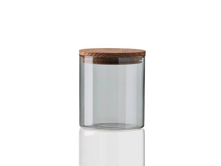 Aida Bocal en verre avec couvercle en bois Raw fumé petit