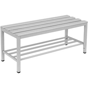 Lüllmann Umkleidebank 801155, Sitzfläche Kunststoff, 100 cm, mit Schuhrost, lichtgrau / lichtgrau
