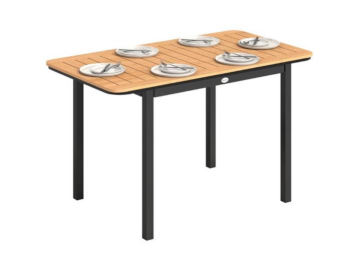 Table de jardin - table d'extérieur - Outsunny - 6 personnes rectangulaire cadre métal et plateau à lattes - bois composite - marron