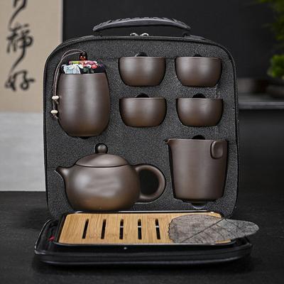 Chinese Tradition Kung Fu Tea Set With Bag, Portable Ceramic Teaware Set, Gaiwan Tea Cups, Complete Tea Ceremony Set set