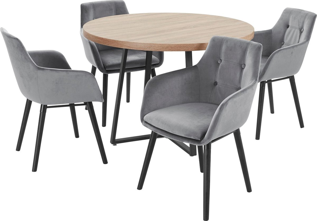 Notio Living Anja & Bradford Eetset Grijs - 110 cm