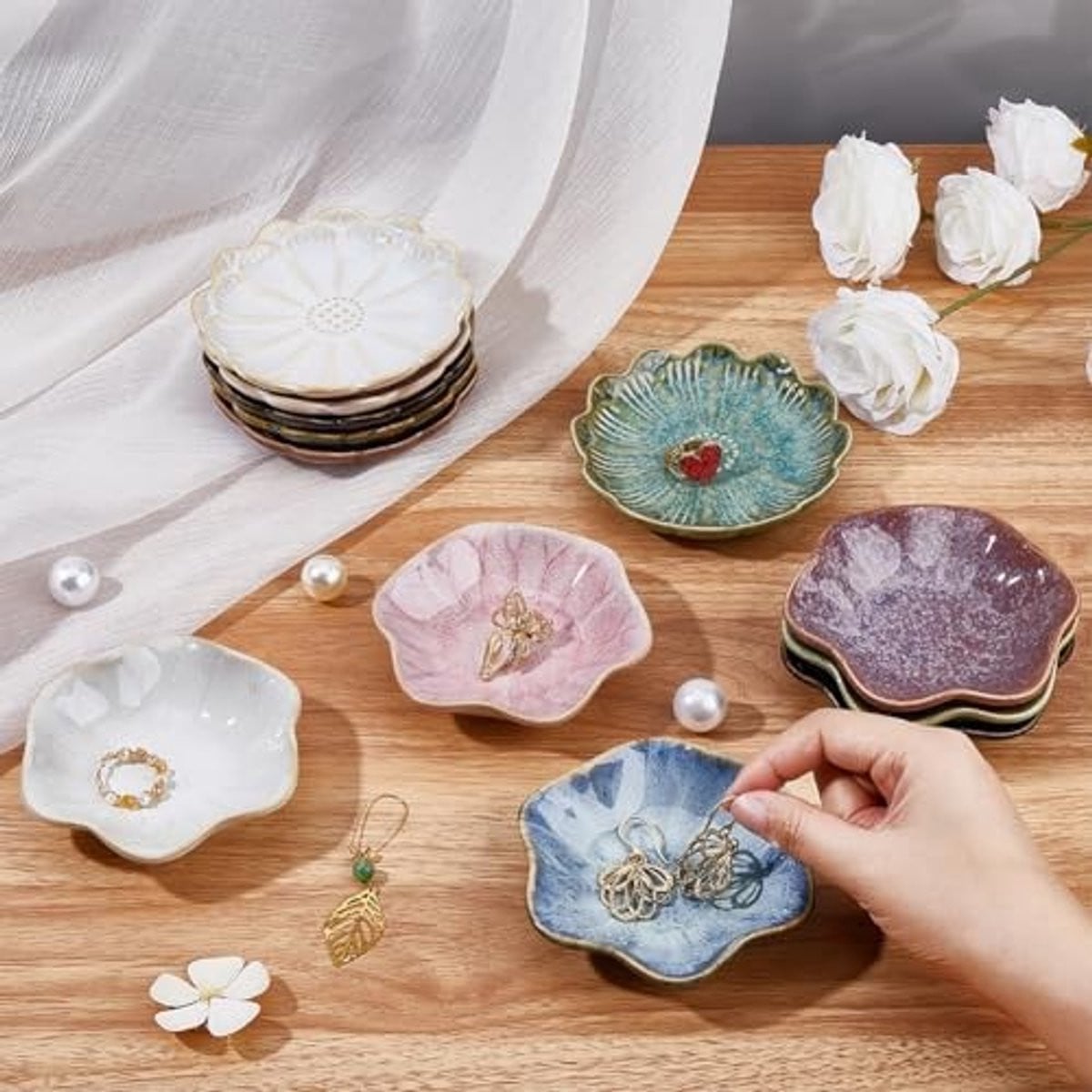 12-delige keramische sieraden schalen set voor de organisatie van je accessoires