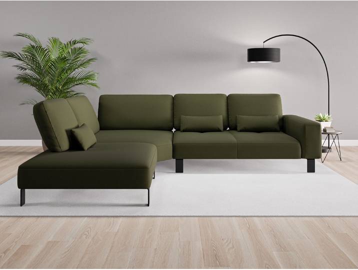 Ecksofa Tokio Nr. 3 links - Grün (Waldgrün) - Feiner Mikrofaserstoff