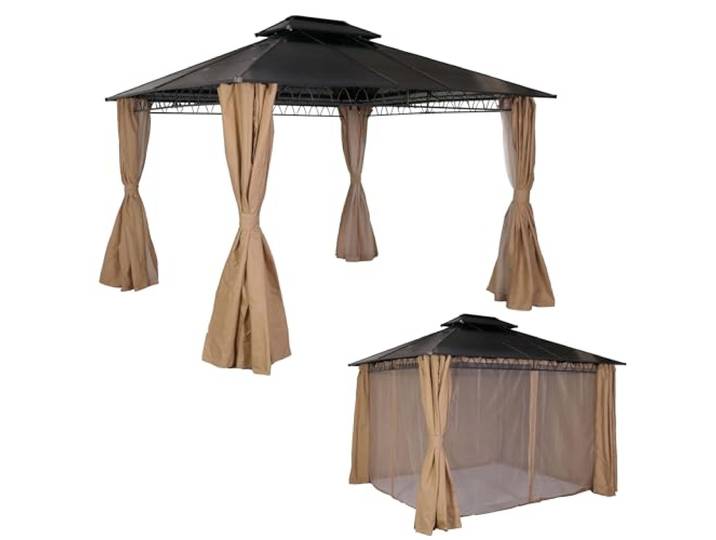 Mendler Hardtop Pergola HWC-M81 3,6x3m Aluminium - Creme