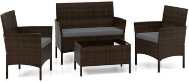 Costway 4 Piece Patio Rattan Conversation Set with Cozy Seat Cushions-Gray