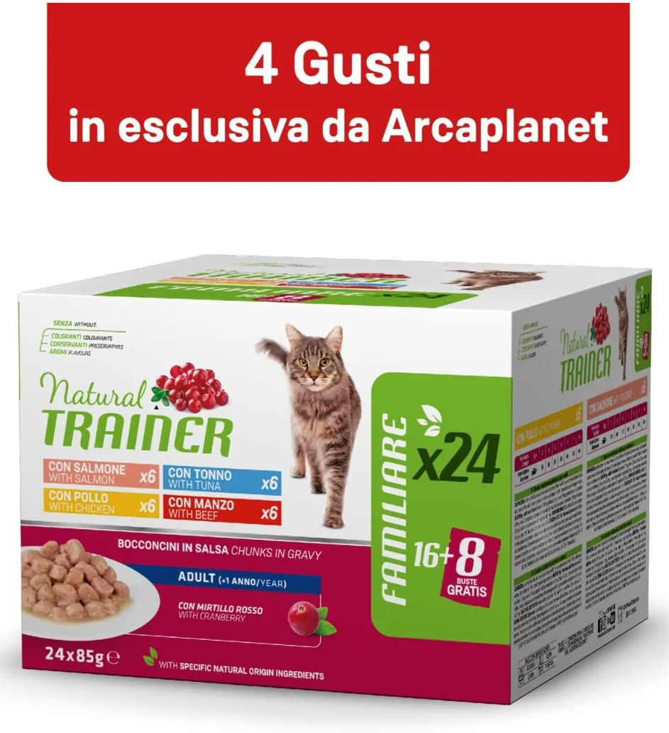 Set Prova Multigusto 24x85G e 48x85G Natural Trainer Cat Sterilised e Adult Mix Carne e Pesce MIX MULTIGUSTO