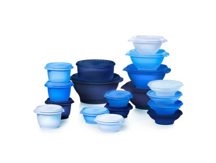 Tupperware Heritage Collection, neues 36-teiliges Lebensmittelbehälter-Set in Vintage-Blau, spülmaschinenfest und BPA-frei (18 Behälter, 18 Deckel)