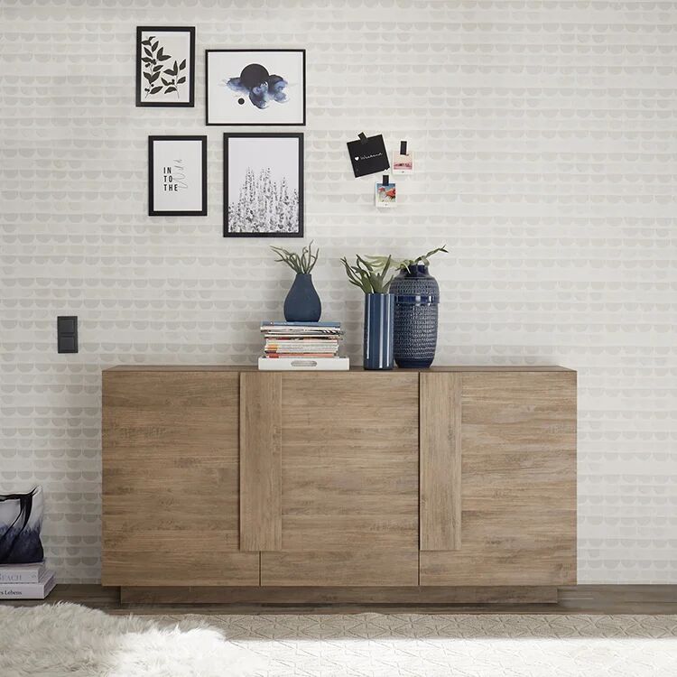 garneroarredamenti Madia 182x90h cm 3 ante moderna rovere scuro Alvarez