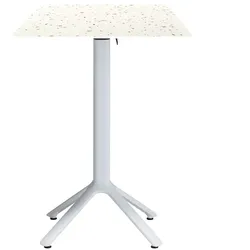RestooTab - Klappbarer Outdoor Stehtisch Nemo weiß 60x60cm Dekor Terrazzo cassata weißen Kanten