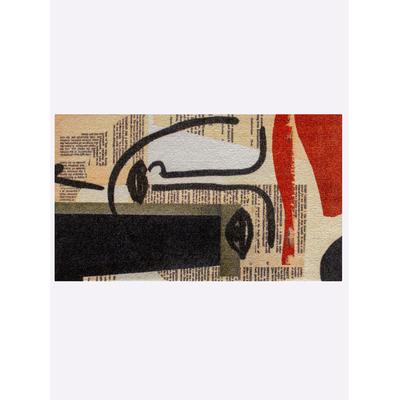 Fußmatte Gr. 2, beige (beige, anthrazit, bedruckt), B:70cm H:7mm L:120cm, Polyamid, Teppiche, Fußmatte