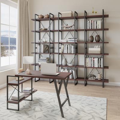 DAVEE FURNITURE "Davee Dark Walnut Color 106""W x 85""H Etagere Display Bookcase - 86"" H x 106"" W x 12.5"" D"