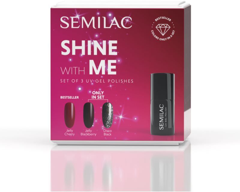 Semilac Set Shine With Me nail polish set using a UV/LED lamp