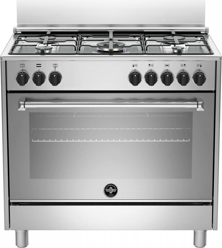 la germania Amn965exv Cucina A Gas 5 Fuochi Forno Elettrico Multifunzione Libera Installazione Larghezza X Profondità 90x60 Classe Energetica A Colore Inox - Amn965exv (Coperchio Non Incluso)
