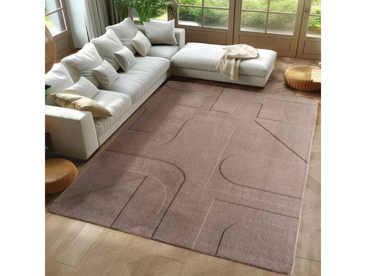 Carpetsale24 Tapis à motif boho 200x290 cm beige design scandinave lavable doux effet 3D pour grand salon