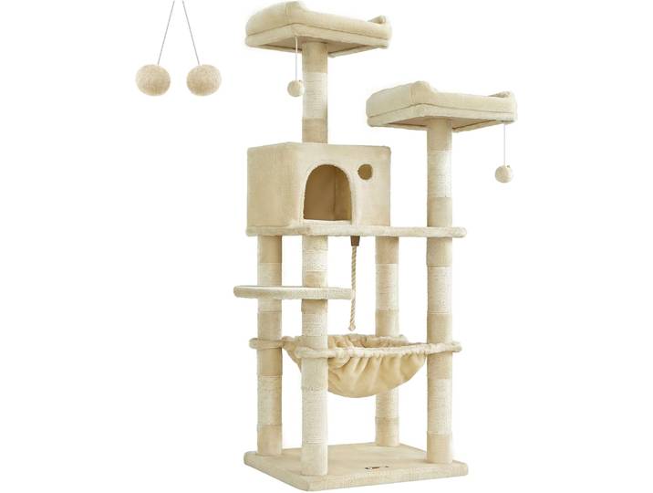 Kratzbaum Mehrstöckig mit Hängematte Beige