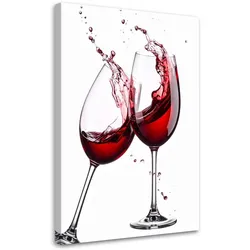 LEINWANDBILD Weingläser mit Rotwein 60x90cm