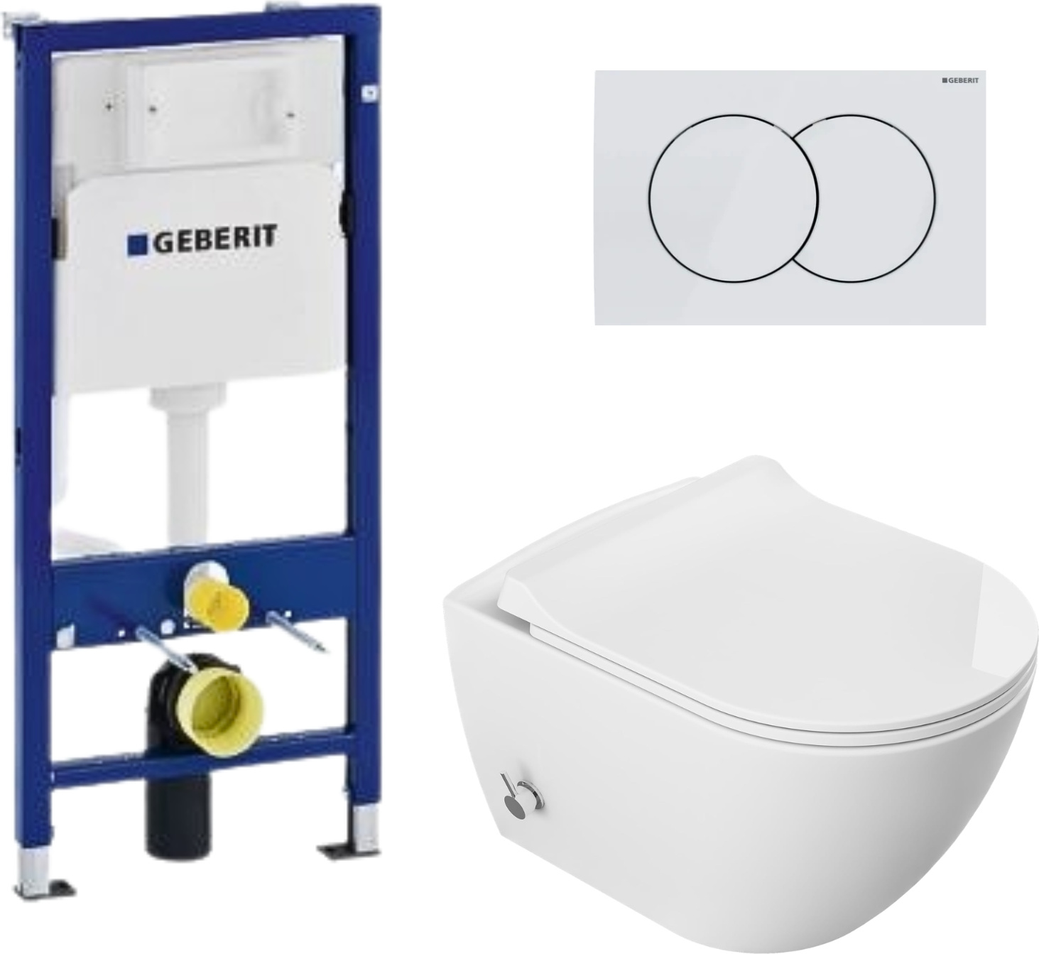 Domotechnika | Wc-Set Viba - Weiß - Mit Bidet Und Soft-Close - Rimless - Vorwandelement Unterputzspülkasten