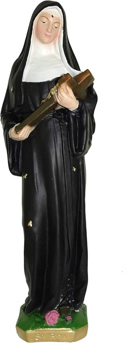 Handgeschilderd religieus standbeeld heiligenbeeld decoratie goud en bruin 30 cm