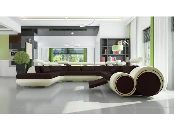Xlmoebel Wohnlandschaft XXL Designer Ecksofa Ledersofa Polster Garnitur, Polster Garnitur, Made in Europa