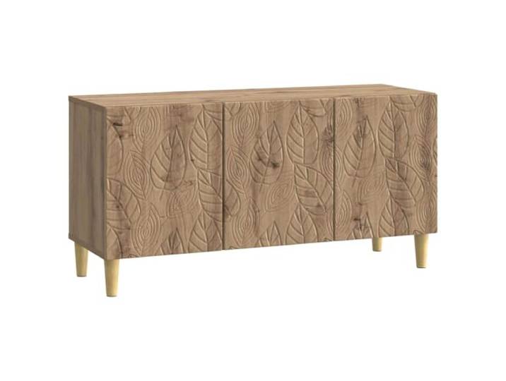 KTHLBRH TV-Schrank 99 x 34,5 x 50 cm Eiche Kunsthandwerk 3 Türen Technisches Holz, Beine aus Eukalyptus, Türen 90 °, 3 Türen, Innengebrauch, Montage erforderlich