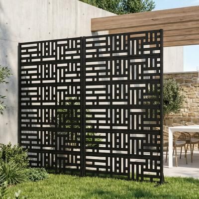 Dovelina "Privacy Metal Screen Fence Panel Horizontal Stripe Pattern Set of 2 - 72""x47"""