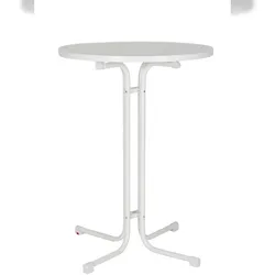 FH Furniture Stehtisch/Partytisch/Veranstaltungstisch/Gastronomietisch Mainz in Weiß mit Tischplatte D80cm