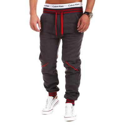 Sweathose BEHYPE "STRIPE", Herren, Gr. M, EURO-Größen, grau (dunkelgrau), 100% Baumwolle, Hosen Sweathose, mit Kontrast-Akzenten