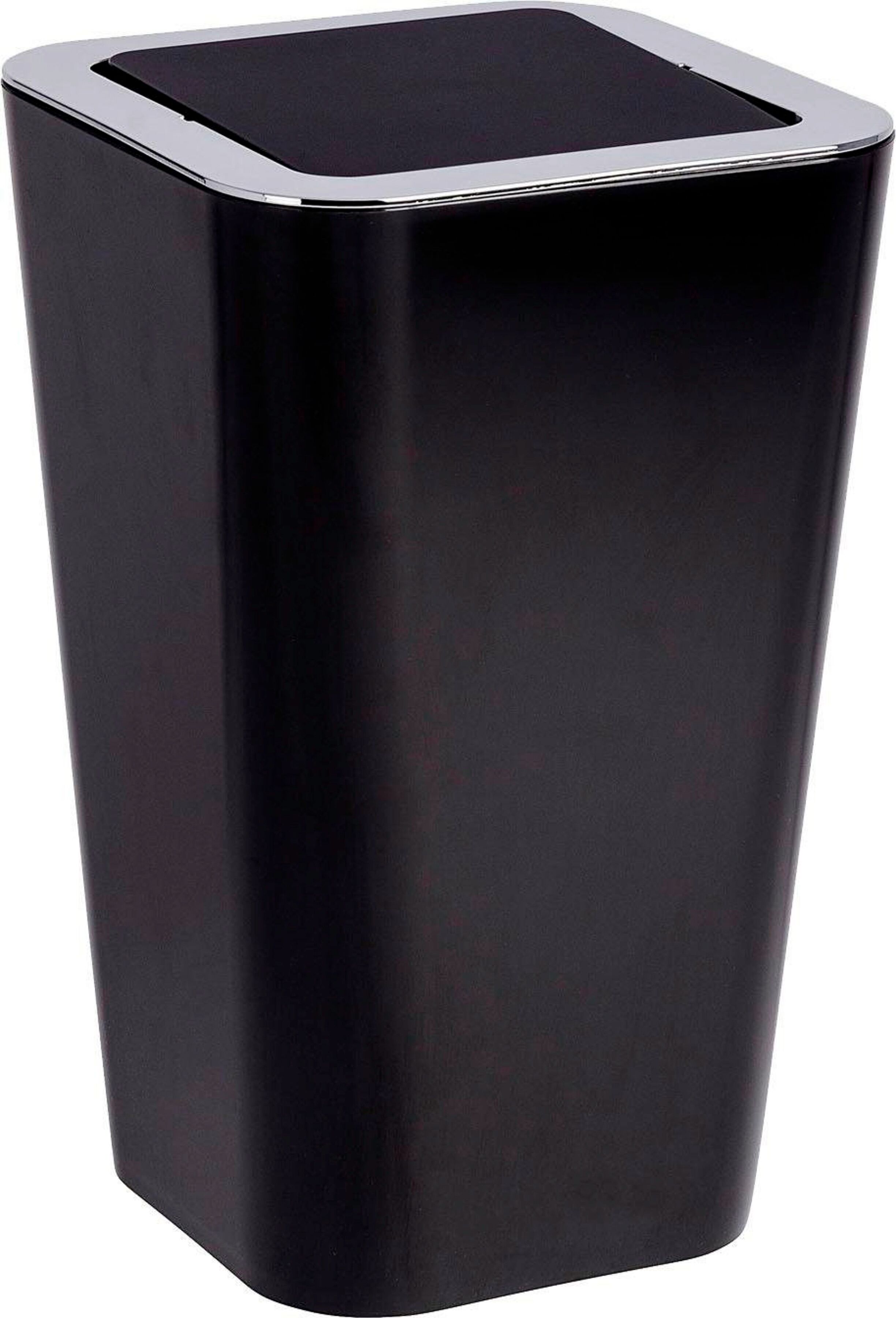 Mülleimer WENKO "Candy", schwarz, B:18cm H:28,5cm T:18cm, Acrylnitril-Butadien-Styrol (ABS), Mülleimer, Mülleimer, 6 Liter