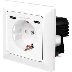 LOGILINK PA0331 - Unterputz-Steckdose, 1x CEE 7/3, 2x USB-C, 25 W, weiß