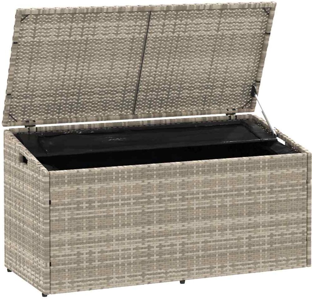 vidaXL Boîte de rangement de jardin gris clair 110x50x58 cm rotin