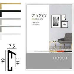 Nielsen Aluminium-Bilderrahmen Pixel  Weiß glanz / 21,0 x 29,7 (A4)