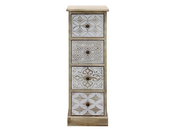 Rebecca Mobili Kleine Kommode, Aufbewahrung 4 Schubladen, Weiß Beige Holz, Vintage-Stil, Einrichtungsgegenstände - Maße: 80,5 x 29 x 25 cm (HxLxB) - Art. RE6536