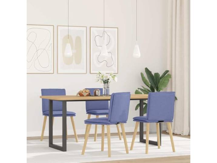 HEFZGDB Esszimmerstühle 4 STK. Jeansblau Stoff, Strapazierfähige Atmungsaktive Sitzgelegenheit mit Metall-Holz-Gestell und Komfortabler Schaumstoffpolsterung für Wohnbereich