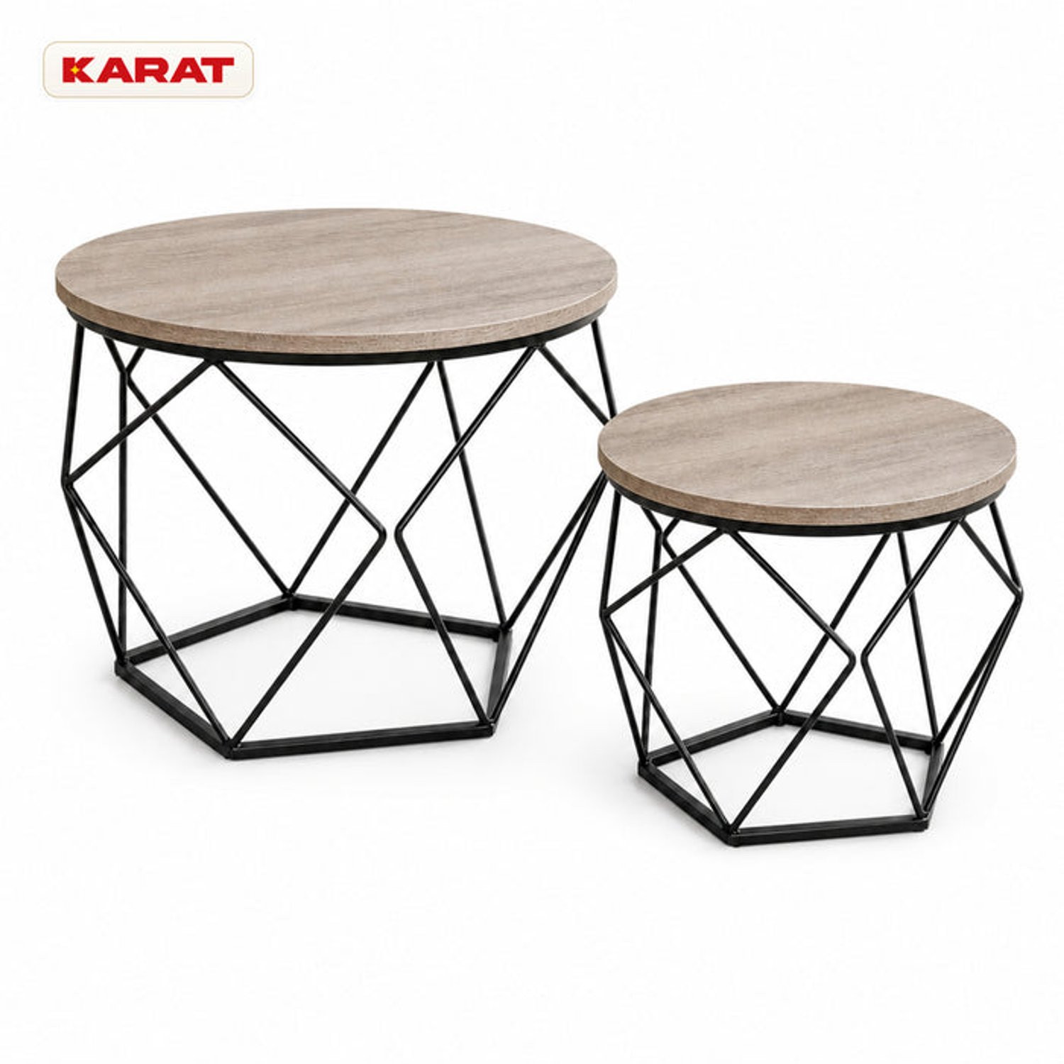 Bijzettafel Leif set van 2, rond, grijs, Diameter: 50 cm en 40 cm