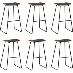 vidaXL Barshocker 6 Stk. Schwarz Kunstleder