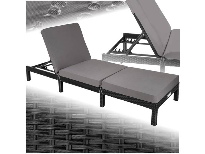 Chaise longue en rotin Sofia - noir