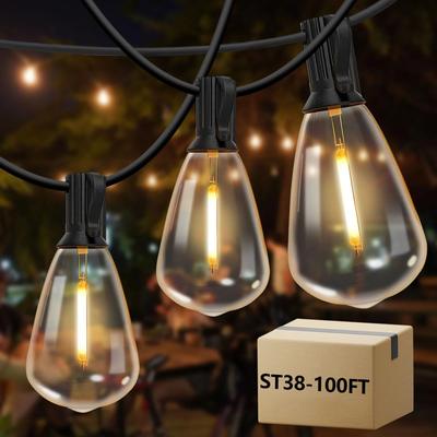 Uplifted Finds 100ft Outdoor String Lights ST38 Globe LED Patio Lights With 24 Edison Vintage Bulbs 100ft Outdoor String Lights ST38 Globe LED Patio Lights With 24 Edison Vintage Bulbs