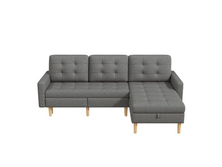 Oxeza Ecksofa 212/130/86 cm Grau mit Stauraum und wechselbare Chaiselongue, Mode, seitenverkehrt montierbar,L-Form, 212x130 cm, Wohnzimmer, Sofas & Couches, Wohnlandschaften, Ecksofas
