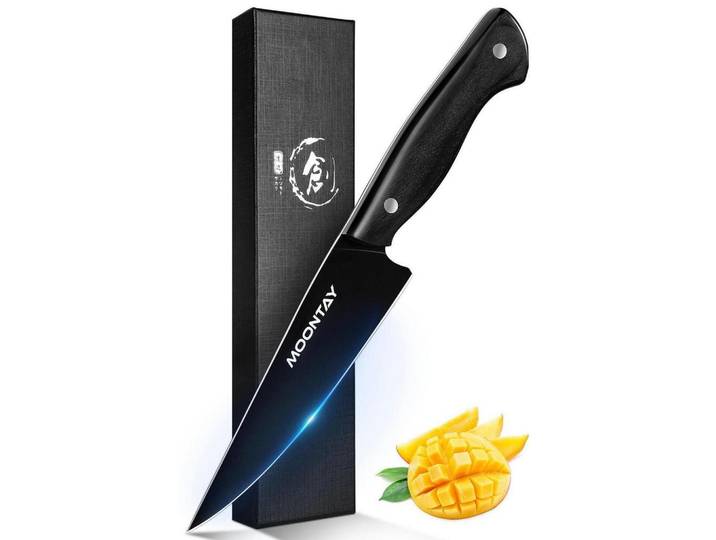 Küchenmesser Allzweckmesser Schwarz Holzgriff Edelstahl, Metall, 26 cm, Kochgeschirr, Küchenmesser, Schälmesser & Gemüsemesser