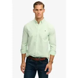 Superdry für Herren. M4011100A Preppy Oxford Hemd grün (S), Lässig, Baumwolle, Klassisch, Langarm