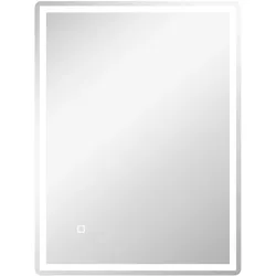 MODFU LED Badezimmerspiegel 60x80x4 cm mit Touch Bedienung Dimmfunktion Antibeschlag Memory Funktion Silber Glasrahmen