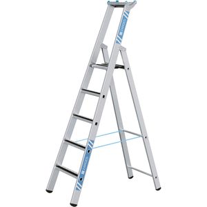 Zarges Stehleiter R13Step S, 41638, mit Plattform, aus eloxiertem Aluminium, bis 150kg, mit 5 R13-Stufen
