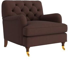 Maggie Leather Chair - Chocolate Leather, Chocolate Sierra - Ballard Designs