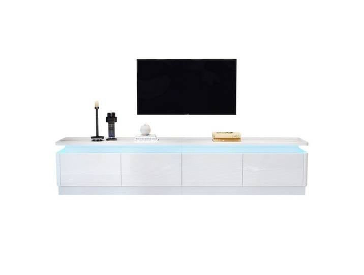 Meuble TV 180 * 34 * 40cm avec 4 tiroirs meuble TV et meuble TV avec LED Lowboard haute brillance et table TV blanc